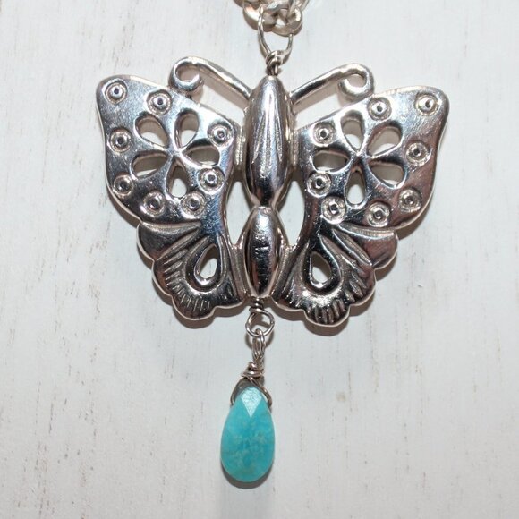 Vintage Sterling Silver Butterfly and Sterling Silver Link Chain - Picture 6 of 13